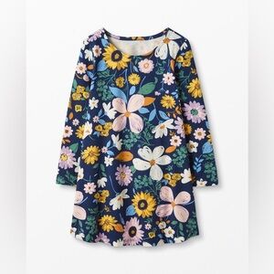 HANNA ANDERSSON Swing Pocket Dress Navy Blue Floral Wildflower Size 120 US 6-7